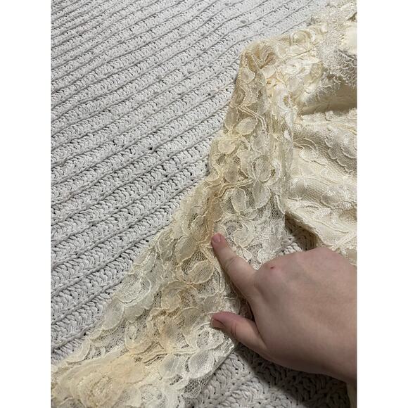 VTG Ultra Dress New York Lace Jacket Pearl Buttons Womens Small Medium USA Ivory - Picture 8 of 11